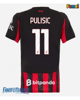 AC Milan Christian Pulisic #11 Tricou Fotbal Replică 2025-26 Femei Acasa